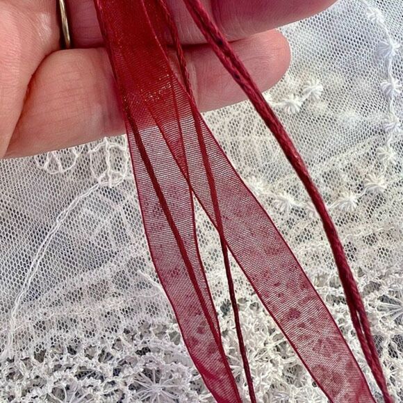 Vintage Geode Slice Pendant Necklace Black & Burgundy - Picture 10 of 10